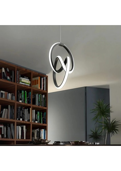 Elanora Siyah Modern Beyaz Ledli Avize