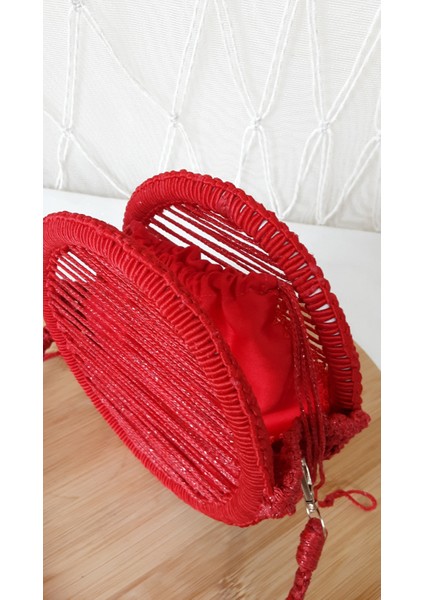 Laldizayn El Örgüsü Makrome Çanta / El Yapımı Yuvarlak Mini Boy El Çantası