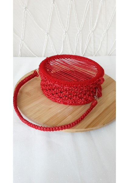 Laldizayn El Örgüsü Makrome Çanta / El Yapımı Yuvarlak Mini Boy El Çantası