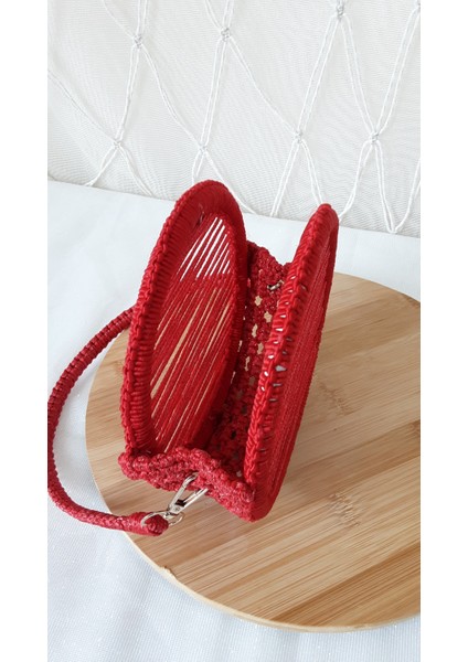 Laldizayn El Örgüsü Makrome Çanta / El Yapımı Yuvarlak Mini Boy El Çantası