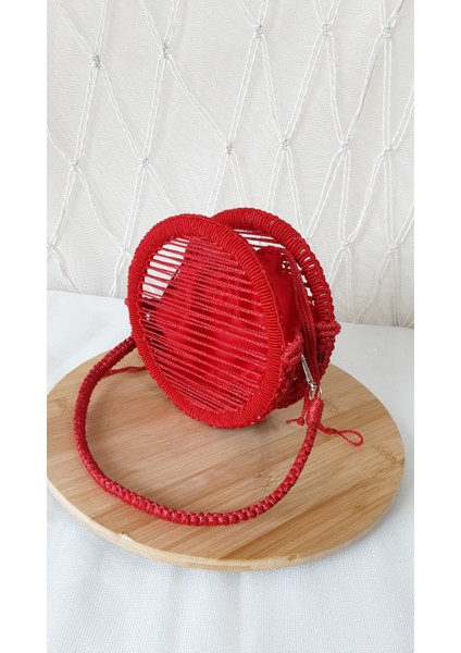 Laldizayn El Örgüsü Makrome Çanta / El Yapımı Yuvarlak Mini Boy El Çantası