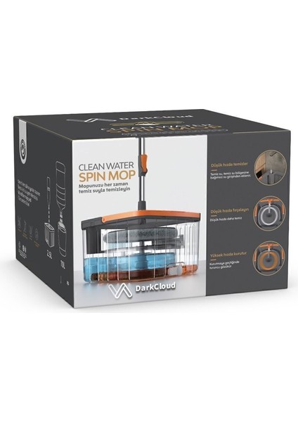 Kare Mop Seti, Kirli ve Temiz Su Ayrıcı, Antrasit Renk, Yedek Parça, Türkiye Menşei indirimleri