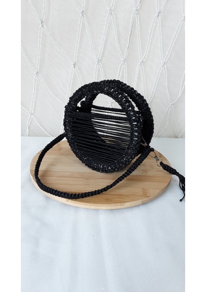 Laldizayn El Örgüsü Makrome Çanta / El Yapımı Yuvarlak Mini Boy El Çantası fırsatları