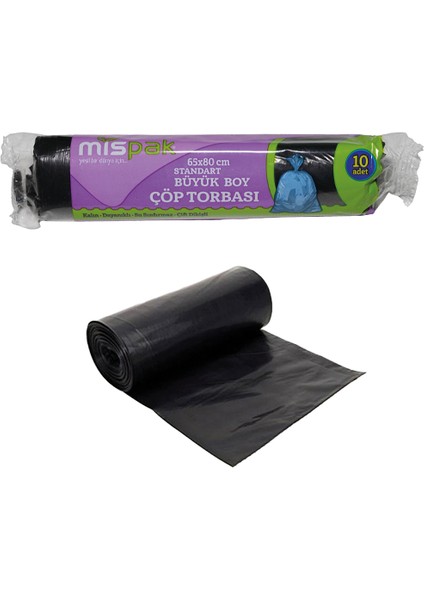 65X80 Büyük Çöp Torbasi 80 gr Si̇yah Koli̇ 50 Rulo