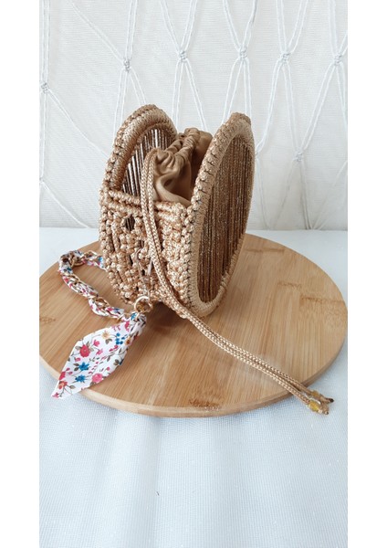 Laldizayn El Örgüsü Makrome Çanta / El Yapımı Yuvarlak Mini Boy El Çantası indirimleri