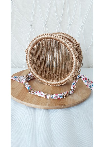 Laldizayn El Örgüsü Makrome Çanta / El Yapımı Yuvarlak Mini Boy El Çantası