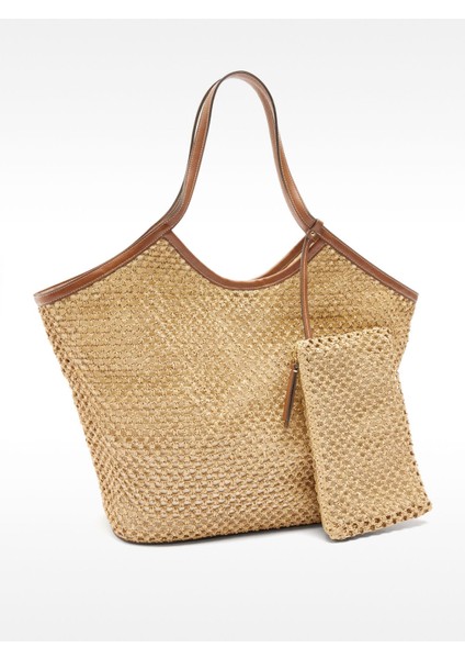 Hasır Efektli Shopper Çanta