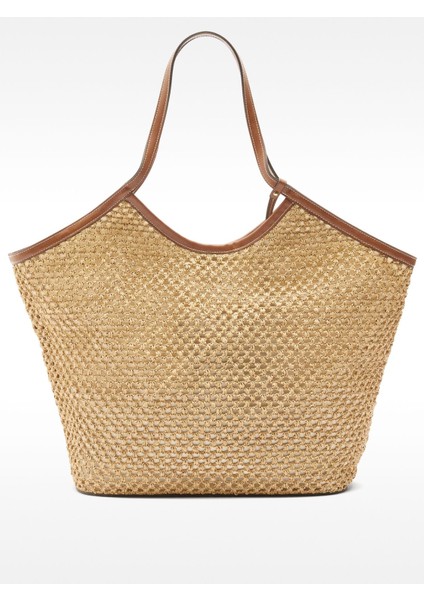 Hasır Efektli Shopper Çanta