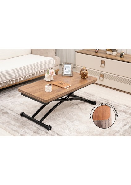 Akıllı Sehpa Mini Juppo Üst Tabla Mdf Oval Köşe Alt Ayak Siyah Dışa Kıvrım