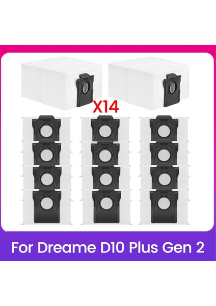 Dreame D10 Plus Gen 2 Vakum Aksesuarları Çöp Toplama Torbaları Için 14 Adet Toz Torbası Yedek Parçaları (Yurt Dışından)