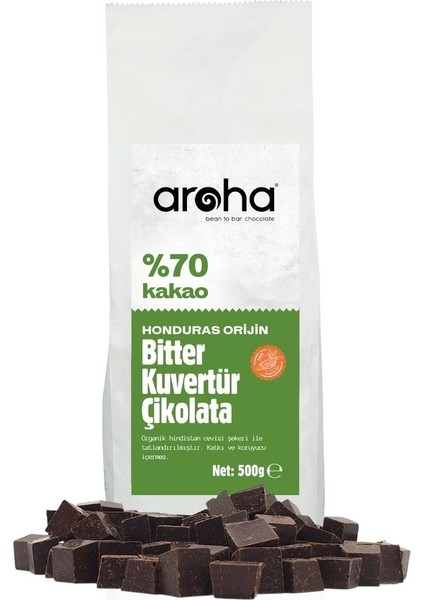 %70 Kakao Honduras Orijin Bitter Kuvertür Çikolata 500 gr
