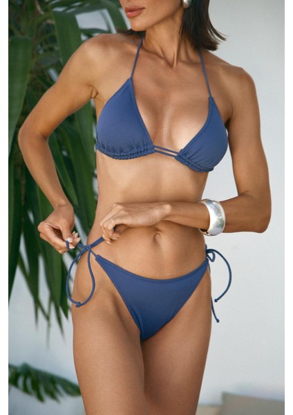 Üçgen Bikini Set Lacivert