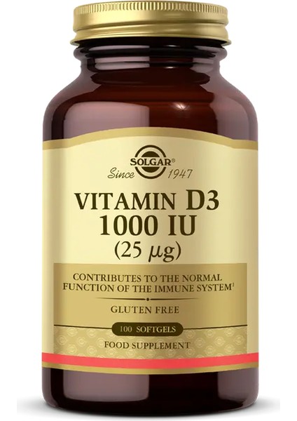 Vitamin D3 1000 Iu 100 Kapsül