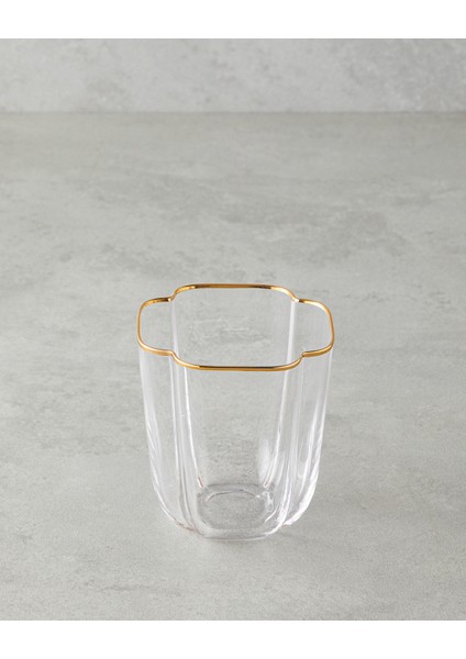 Reina Cam El Yapımı 2’li Bardak 360 ml Şeffaf-Gold