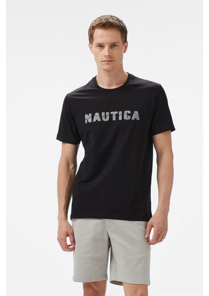 Erkek Regular Fit Baskılı T-Shirt - Siyah