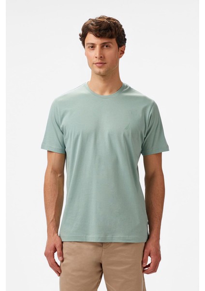 Erkek Regular Fit Baskılı T-Shirt - Yeşil