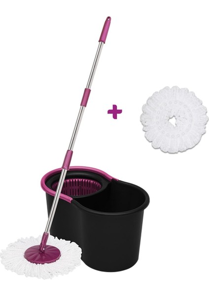 Pratik Siyah Temizlik Seti, Yedek Mop Hediyeli, Şık ve Kullanışlı Tasarım, KZ Menşei fiyatları