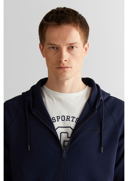 Erkek Regular Fit Kapüşonlu Sweatshirt - Lacivert