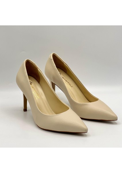 Nadia %100 Gerçek Deri Bej Stiletto – 9 cm Topuk fiyatları