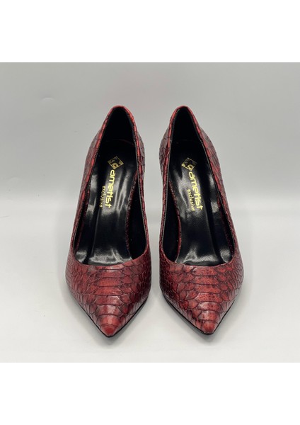 Nadia Bordo Yılan Baskılı Gerçek Deri Stiletto – 9 cm Topuk modelleri