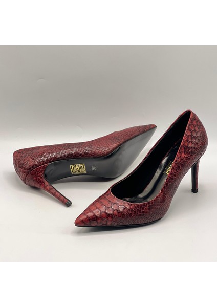 Nadia Bordo Yılan Baskılı Gerçek Deri Stiletto – 9 cm Topuk indirimleri
