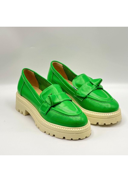 Green Yeşil Kadın Loafer – Ametist Exclusive Gerçek Deri Ayakkabı fiyatları