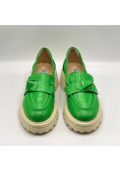 Green Yeşil Kadın Loafer – Ametist Exclusive Gerçek Deri Ayakkabı modelleri