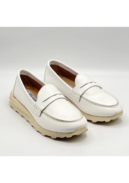 Carle Beyaz Hakiki Deri Loafer - 3 cm Termolight Taban fiyatları