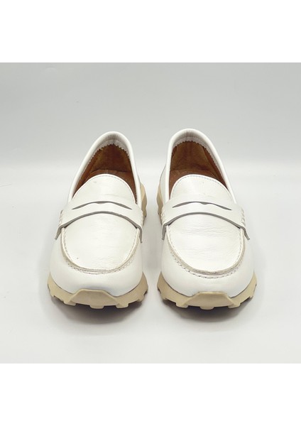 Carle Beyaz Hakiki Deri Loafer - 3 cm Termolight Taban modelleri