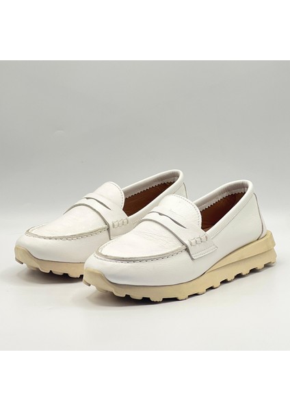 Carle Beyaz Hakiki Deri Loafer - 3 cm Termolight Taban fırsatları