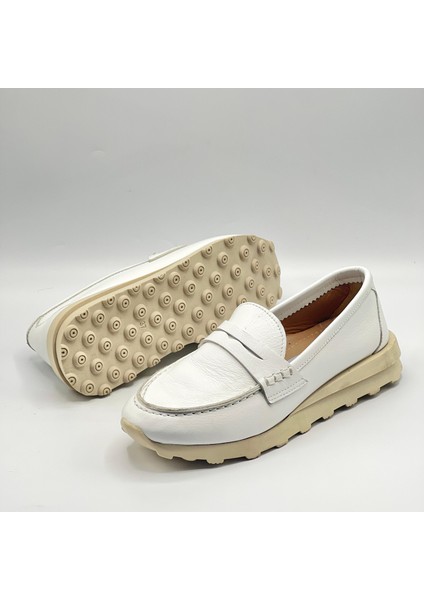 Carle Beyaz Hakiki Deri Loafer - 3 cm Termolight Taban indirimleri
