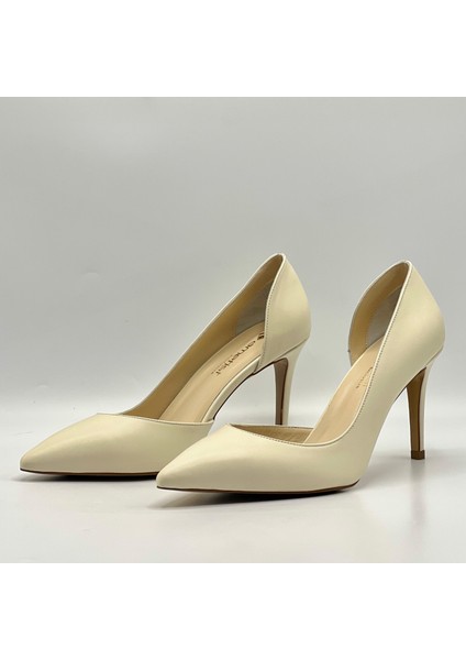 Nadin %100 Gerçek Deri Bej Stiletto – Neolit Taban, Dekolteli Tasarım fırsatları