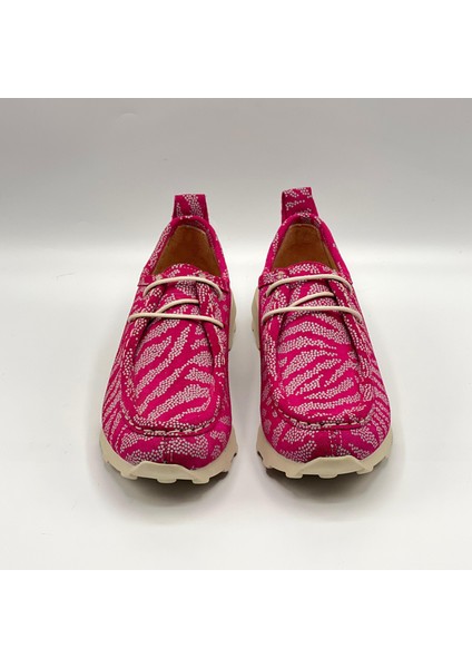 Monica Fuşya-Beyaz Desenli Süet Loafer – Hakiki Deri & 3 cm Termolight Taban modelleri