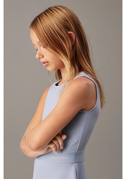 Kız Çocuk Slim Milano Kolsuz Elbise - Mavi modelleri