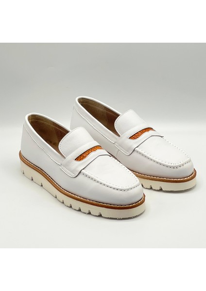 Malta Beyaz Gerçek Deri Kadın Loafer Ayakkabı fiyatları