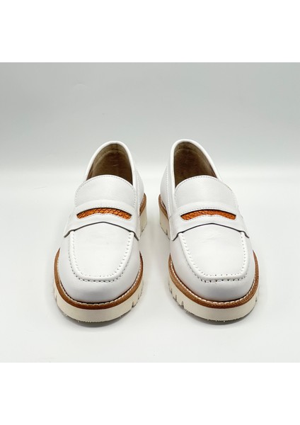 Malta Beyaz Gerçek Deri Kadın Loafer Ayakkabı modelleri