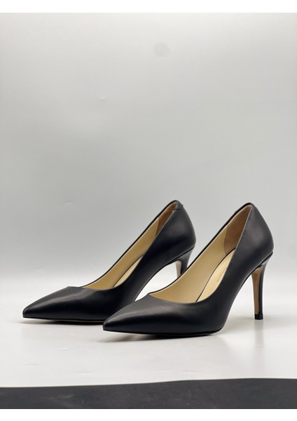 Nadia %100 Gerçek Deri Siyah Stiletto – 9 cm Topuk fırsatları