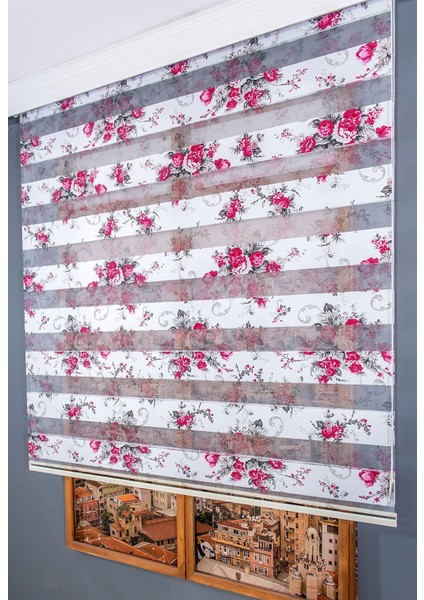 Çiçek Baskılı Zebra Perde modelleri