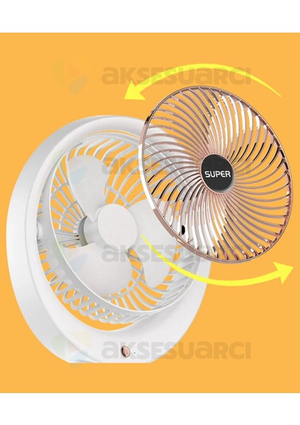 Şarjlı Masaüstü Vantilatör, 3 Hız Kademesi, 180° Ayarlanabilir Dönüş, Soğutucu, Sessiz Fan