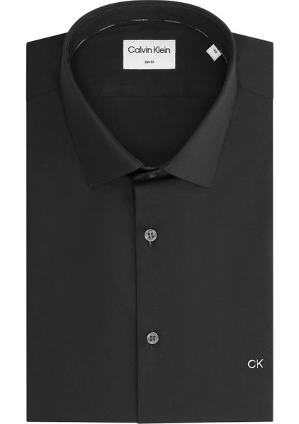 Erkek Ck Poplin Stretch Slim Gömlek - Siyah