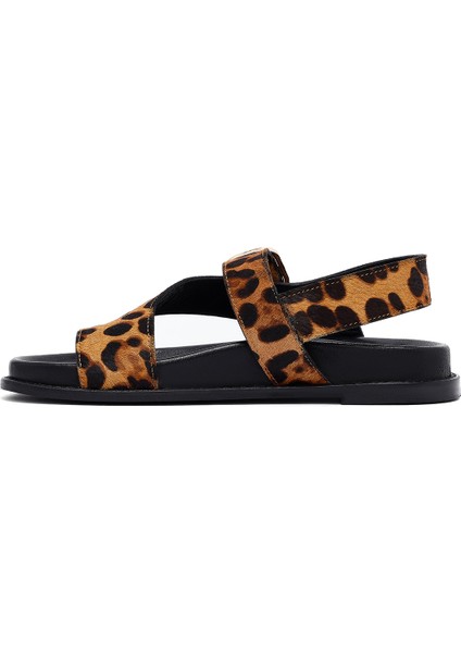 Kadın Leopar Parmak Arası Deri Sandalet 25SFD5513W2