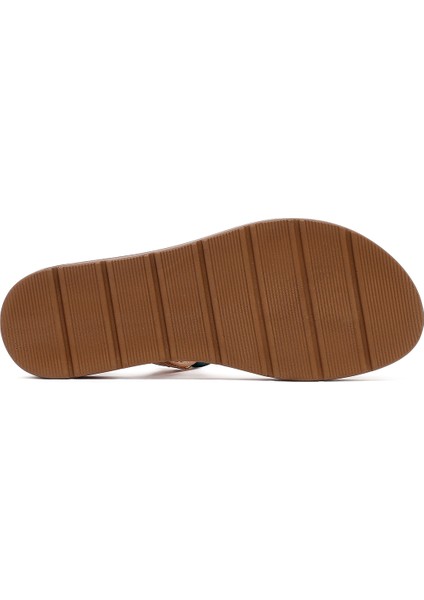 Kadın Bej Parmak Arası Taşlı Sandalet 25SFE464418