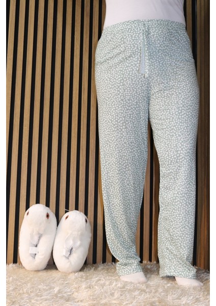 Desenli Bel Detaylı Lastikli Pijama Altı