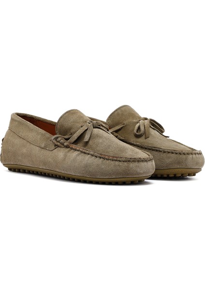 Erkek Haki Süet Deri Loafer 25SFD633110