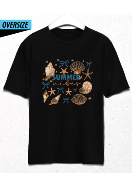 Summer Vibes Oversize Unisex T-Shirt Siyah