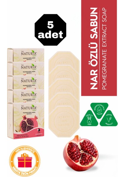 Nar Özlü Taş Sabun 5'li Eko Paket - 5X125 gr