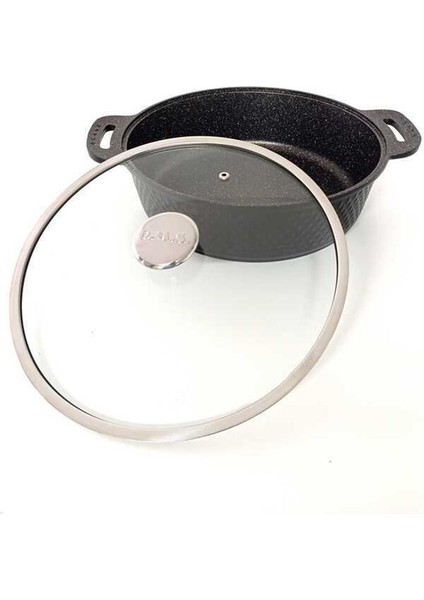 Trıana - 3631 - 2 Parça Biogranit Döküm, Ağır Üstün Kaliteli ve Şık Tasarımlı, 28 cm - 4,3 Litre, Karnıyarık, Pilav Tenceresi Siyah Gövde, Platin Detay fırsatları