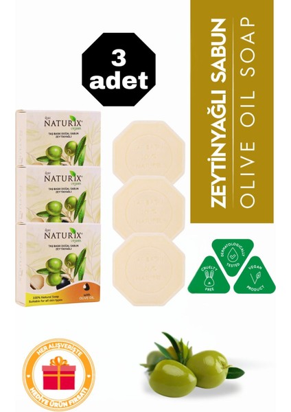 Zeytinyağlı Taş Sabun 3'lü Eko Paket Nemlendirici Kuru Cilt Bakımı - 3X125 gr