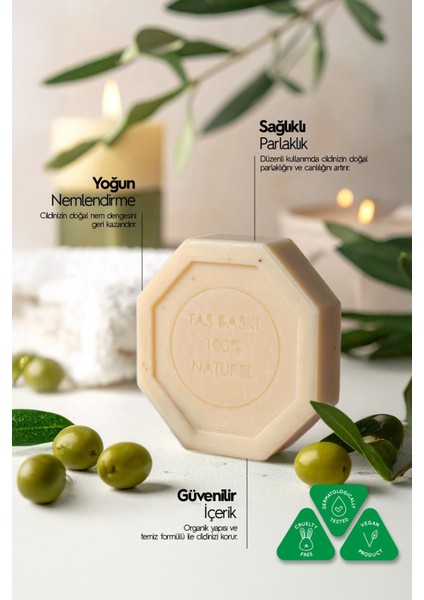 Zeytinyağlı Taş Sabun 3'lü Eko Paket Nemlendirici Kuru Cilt Bakımı - 3X125 gr