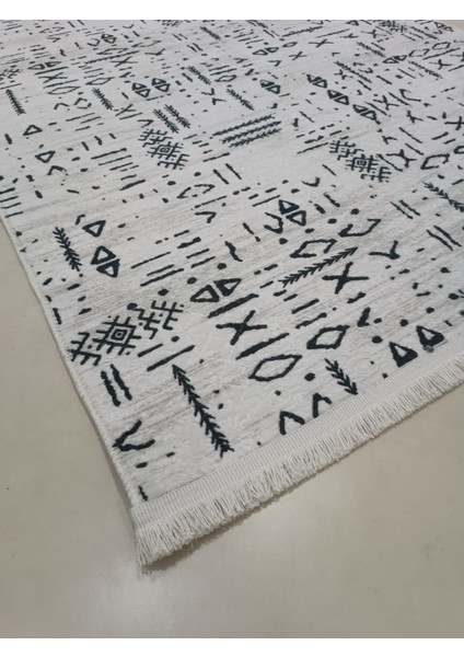 Iskandinav Saçaklı Kabartmalı Krem Kaymaz Taban Yıkanabilir Kesme Yolluk Halı fiyatları